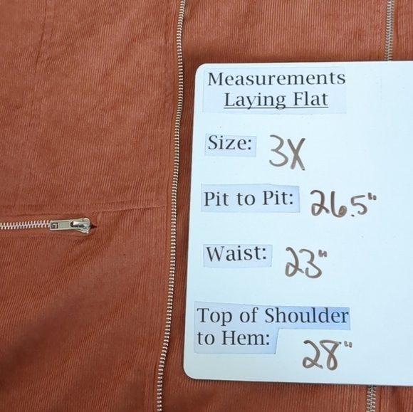 Davi & Dani Orange Corduroy Belted Jacket with Pockets size 3X - Picture 7 of 7